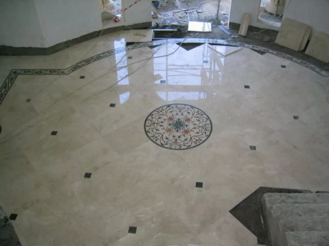 Private Villa Dubai (2002). Client Lootah Family. Designer Space Consult & Main Contractor Adnan Saffarini. Materials: Rosa Portugalo, Indian Green, Red Travertine