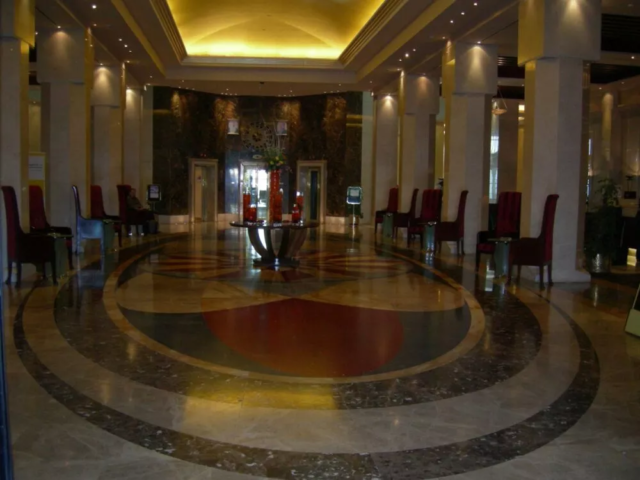 Movenpick Hotel, Aden, Yemen (1998). Client: Arabian Investment & Tourism (Abu Dhabi). Design: German Design Co. & Main Contractor Gulf Contractors. Materials: Multicolour Red, Juparana, Saphire Brown